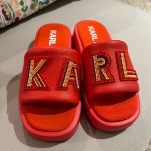 Karl Lagerfeld Slip-On Platform Slide Sandals